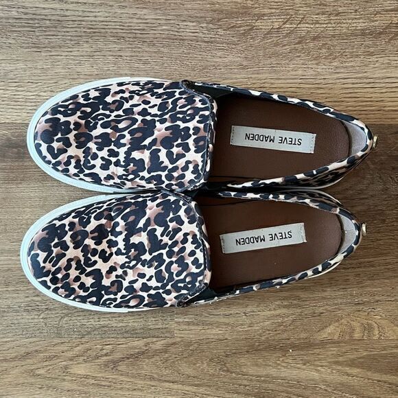 Steve Madden Women's Symba‎ Slip-On Sneaker Leopard Print Brown Size 8m - Picture 2 of 6